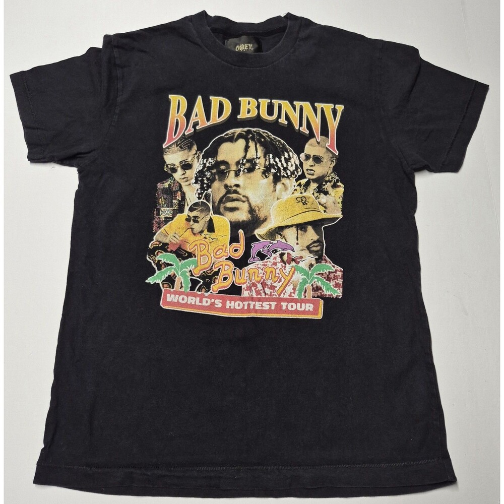 Bad Bunny Worlds Hottest Tour 2022 Shirt OBEY Premium Medium Concert Merch EUC